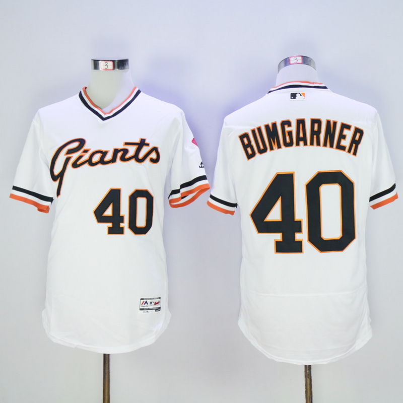Men San Francisco Giants #40 Bumgarner White Throwback Elite MLB Jerseys->san francisco giants->MLB Jersey